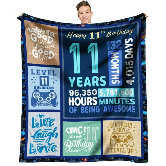 11 Year Old Boy Gift Ideas, Coolest Gifts for 11 Year Old Boys, Boys Age 11 Gift for Birthday, 11th Birthday Decorations for Boy, Best 11 yr Old Boy Birthday Gift Throw Blanket 60 x 50 Inch