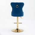 thumbnail image 4 of 27-36 Inch Velvet Bar Stools, Counter Height Adjustable Swivel Barstools High Chairs with Golden Metal Base, Stools Chair with Tufted High Back & Ring Pull for Home Kitchen Island, Pub(Blue,Set of 6), 4 of 11