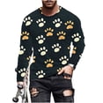 thumbnail image 2 of Jsaierl Long Sleeve Shirts for Men 3D Paws Graphic Tee Big & Tall Casual Crew Neck Tops Plus Size Workout T Shirts for Valentine's Day, 2 of 5