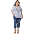 thumbnail image 3 of DARING DIVA Women's Plus V Neck Floral Print Summer Shirt Loose Fit Blouses 1X Blue, 3 of 6