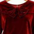 thumbnail image 5 of VKOYWKM Velvet Tops for Women Vintage Bow Neck Long Sleeve Shirts Fall Winter Vintage Solid Dressy Casual Blouses, 5 of 10