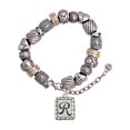 thumbnail image 1 of Silvertone Pebble Border Initial - R Silver Tone Christian Bead Bracelet, 1 of 4