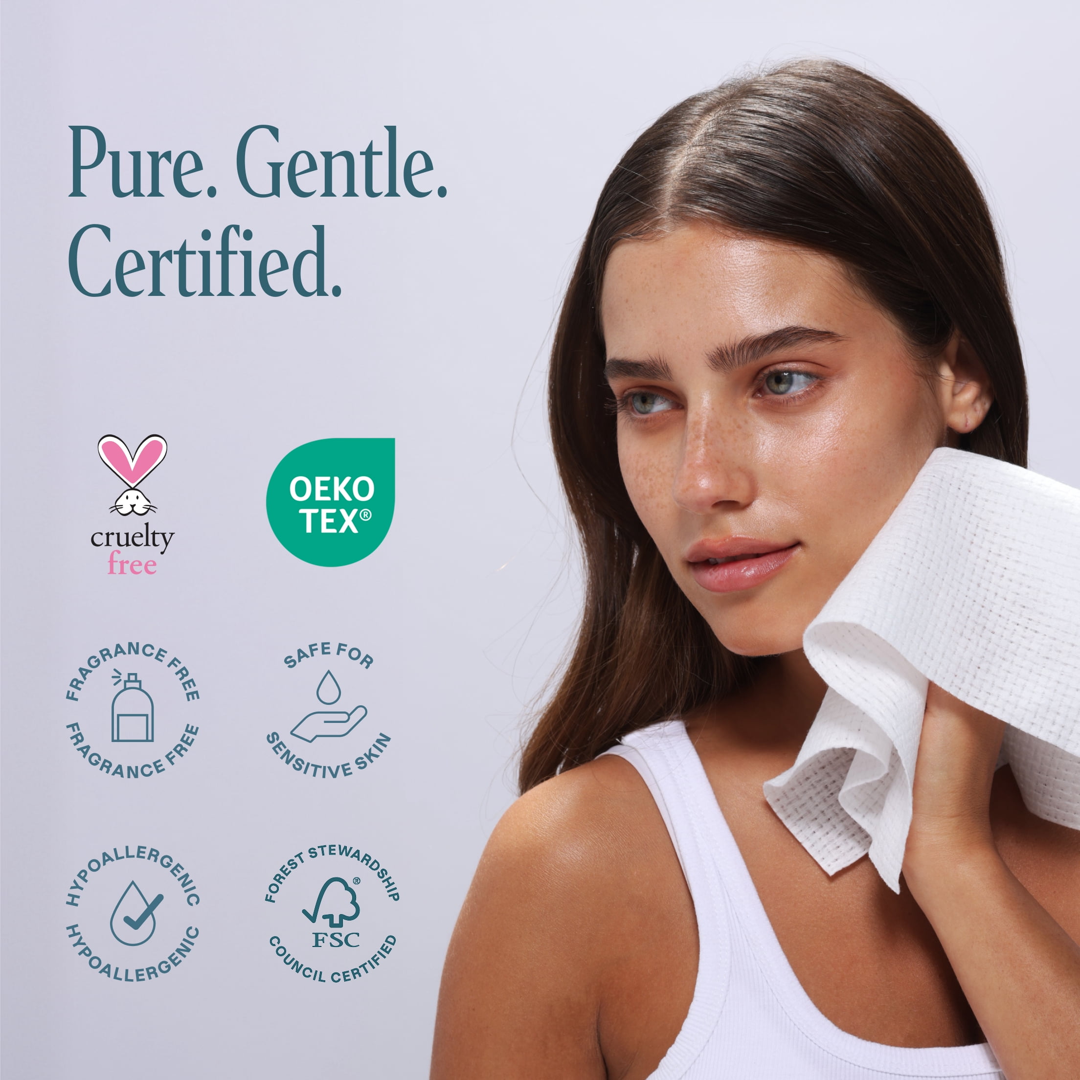 Cliganic Disposable Extra Large Hypoallergenic Clean Face Towels, 40 Count