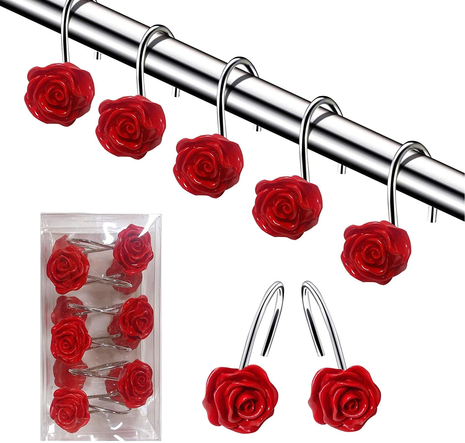 Details about   12x Shower Curtain Hook Anti Rust Resin Blossome Flowers Leaves Home Decorative 