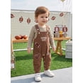thumbnail image 5 of Loicainy Infant Baby Boy Fall Outfit 3 6 12 18 Months Rugby Crew Neck Long Sleeve Romper and Overalls 2Pcs Clothes Set 0-18 Months, 5 of 9