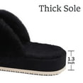 thumbnail image 4 of Litfun Women's Fuzzy Slippers Plush Cross Band Open Toe House Thick Sole Slippers, Black, Size 7-8, 4 of 7