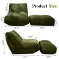 thumbnail image 3 of Baxluxe Bean Bag Chair with Ottoman, Comfy Bean Bag Sofa with Memory Foam, Lazy BeanBag Sofa with Footstool, Fireside Bean Bag Couch for Living Room, Bedroom, Apartment (Green), 3 of 9