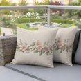 thumbnail image 4 of Spring Floral Pillow Covers 2 Pack Retro Pink Flower Watercolor Plant Linen Texture Pillowcase Waterproof Outdoor Throw Pillow Cover for Patio Garden Square Cushion 16”x16”, 4 of 9