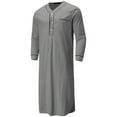 thumbnail image 4 of Mens Nightgown Loose Comfy Pajamas Long Sleeves Soft Plain Night shirts Henley Big Tall Sleepwear Loungewear, 4 of 5