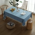 thumbnail image 3 of Enova Home 54" x 78" High Quality Rectangle Cotton and Linen Tablecloth (Blue), 3 of 5
