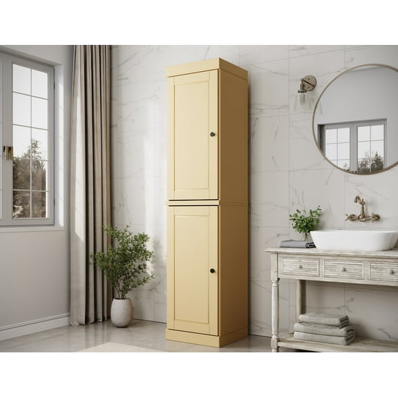 Palace Imports 100% Solid Wood 16.5" Bathroom Cabinet with Solid Doors, Yellow