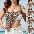 thumbnail image 2 of Gsakboxl Summer Tops Women 2 In 1 Ice Silk Cropped Camisole Adjustable Thin Spaghetti Strap Built-In Bra Low Round Neck Sleeveless Crop Tank Star Print For Summer Casual Outfit Black M, 2 of 10