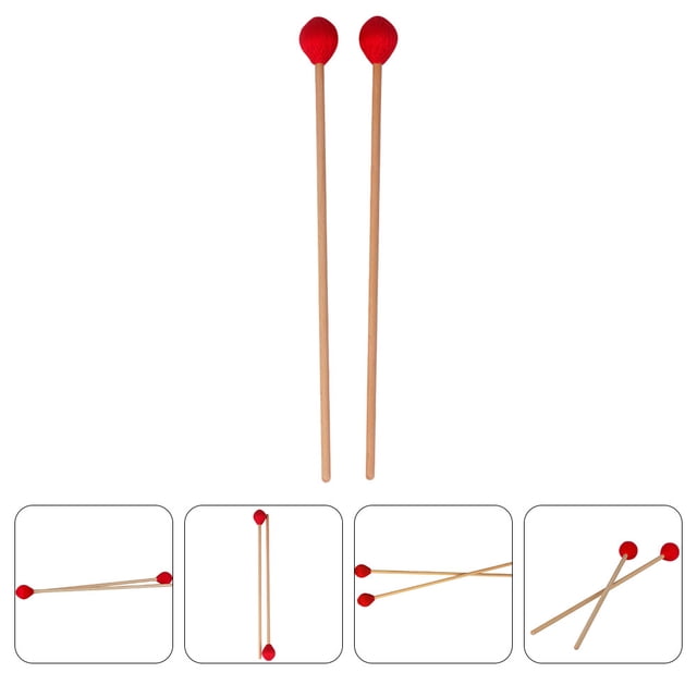 Phenofice 2 Pcs Maillets Xylophone pour Débutants Batteurs Rouges en Bois de Hêtre et Noyau en Nylon pour Pratique Musicale