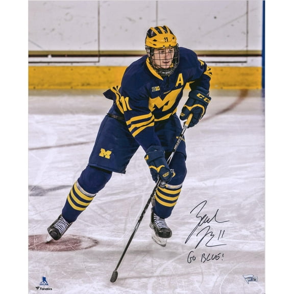 Zach Hyman Edmonton Oilers Autographed 16" x 20" Michigan Wolverines Photograph with "Go Blue!" Inscription - Fanatics Authentic Certified