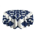 thumbnail image 5 of Blue and White Pioneer Flower Round Tablecloth 60" X 60",Wrinkle Wipeable Table Cloth for Kitchen Dining Room Picnic Patio Party, 5 of 6