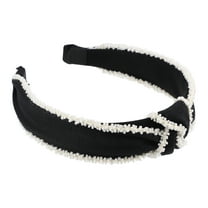 Unique Bargains 1 Pc Bling Pearl Knotted Headband Hairband for Women White 1.18 Inch Wide