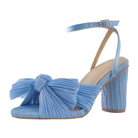 

Womens Sandals Women S Summer Thick Heel High Heel Bow Crossborder Large Size Sandals Women S Sandals Pu Blue 41