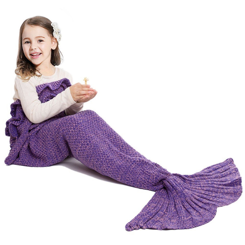 Kids Mermaid Tail Blanket,Plush Soft Flannel Fleece All Seasons Sleeping Blanket Bag,Plain Fish Scale Design Snuggle Blanket,Best Gifts for Girls,43x99cm 