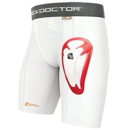 Shock Doctor CompShor w/BioCup - Boys (White) (Best Compression Shorts With Cup)