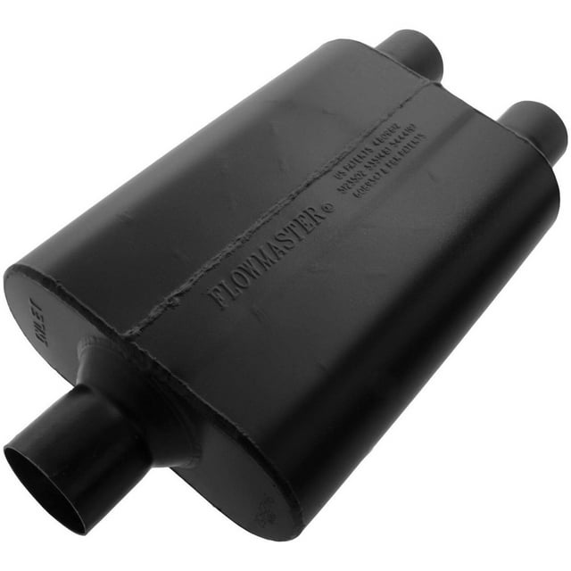 Flowmaster Exhaust Muffler 9425452 Super 44 Delta Flow; Single 2-1/2 Inch Center Inlet; Dual 2-1/4 Inch Outlet; 13 Inch Body/19 Inch Overall Length