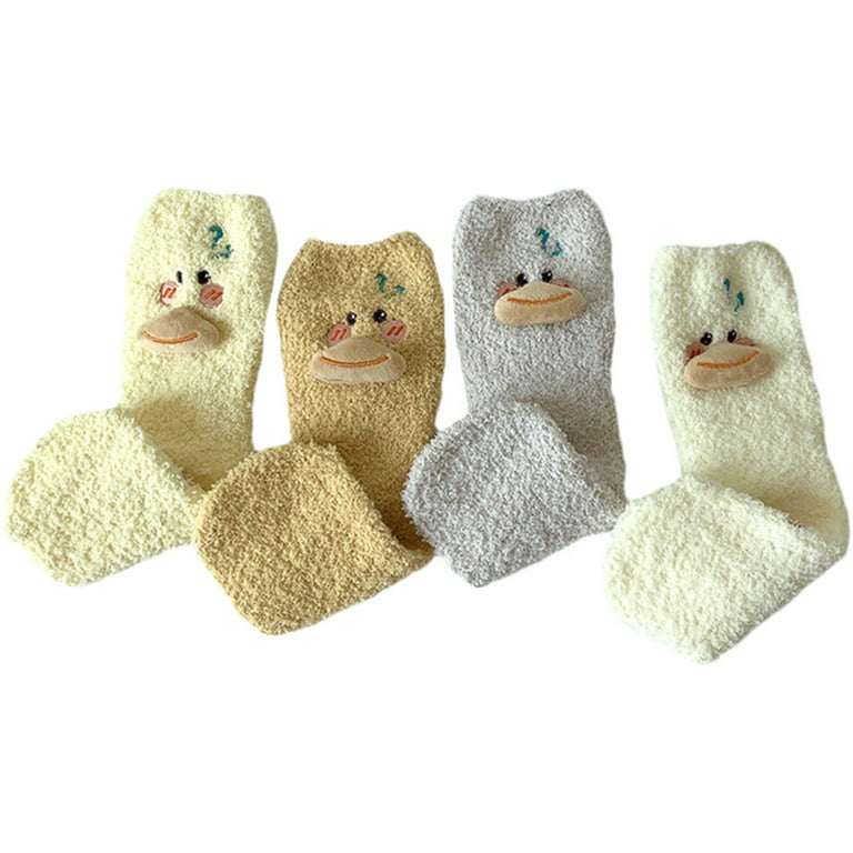 12-Pack Socks for Women 3D Coral Velvet Thickened In Winter Warm Sleep Home  Cartoon Cute Floor Medium Socks