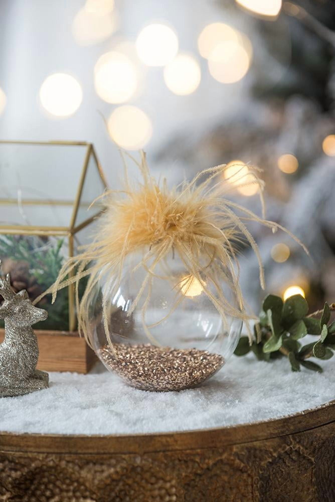 Set of 4 Glass Christmas Ball Ornaments with Glitter Design by Riccardo Tree Decor