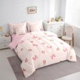 thumbnail image 3 of Manfei Girly Pink Floral Bedding Comforter Set 7pcs for Teens, Princess Cute Bowknot King Bedding Sets, Kawaii Cartoon Theme Reversible Bed Sheets, Luxury Bedroom Decor, 3 of 7