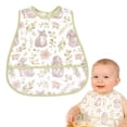 thumbnail image 2 of Mess Proof Baby Bibs for Eating, Waterproof Toddler Bibs for 2-4 Years, Soft Machine Washable Sleeveless Baby Smock Bib, Reusable Weaning Apron for Feeding Bib with Food Catcher, Bunny, 2 of 5