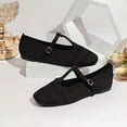 thumbnail image 5 of Willtoo Mary Jane Shoes Women Square Toe Knit Breathable T-Strap Buckle Slip On Walking Shoes Lightweight Comfort Casual Ballet Flats, 5 of 6