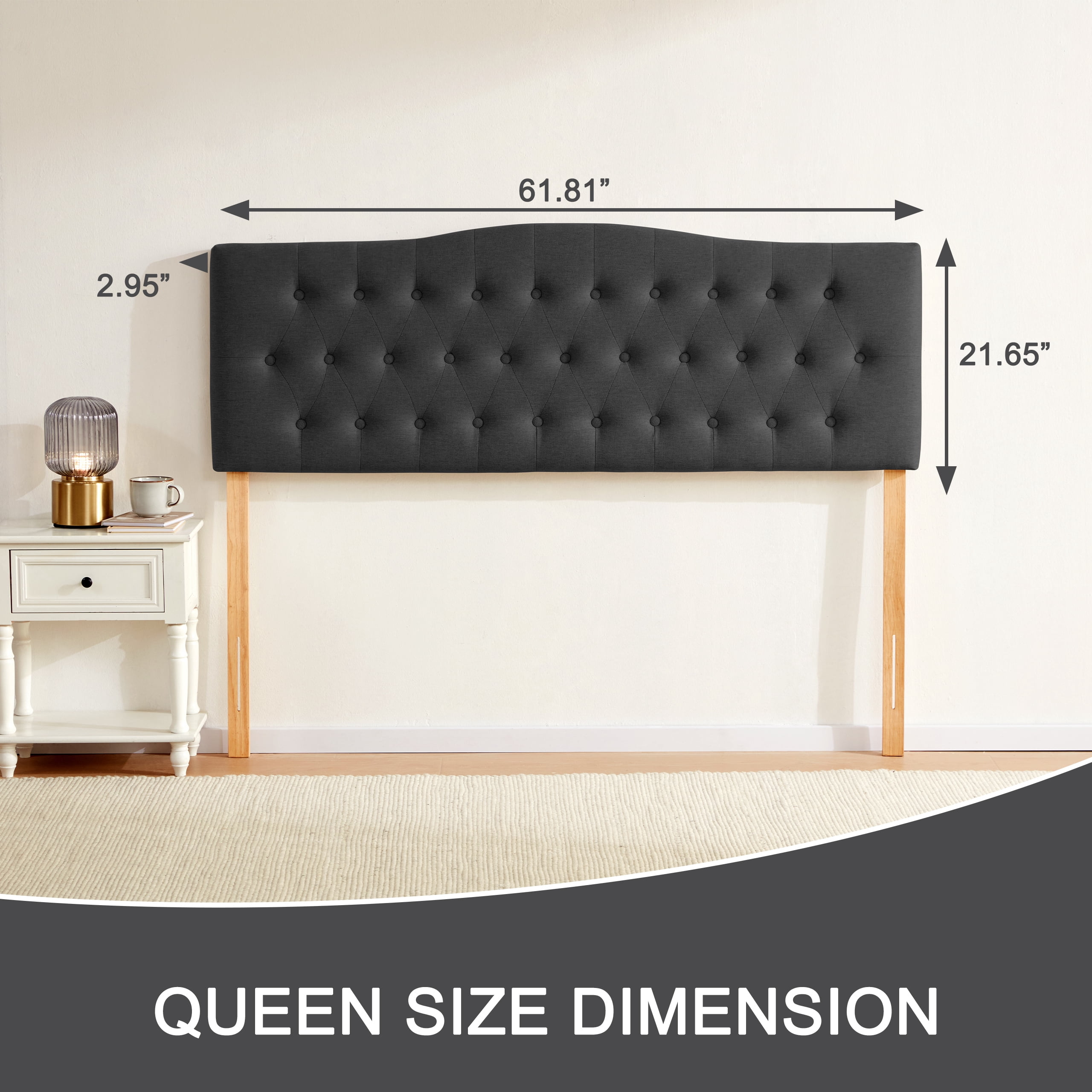 Weture Tufted Upholstered Queen Bed Headboards, Adjustable Height, Black