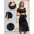 thumbnail image 4 of Ekouaer Maternity Dress Rib Knit Short Sleeve Bodycon Dresses Casual Stretchy Pregnancy Clothes, 4 of 6