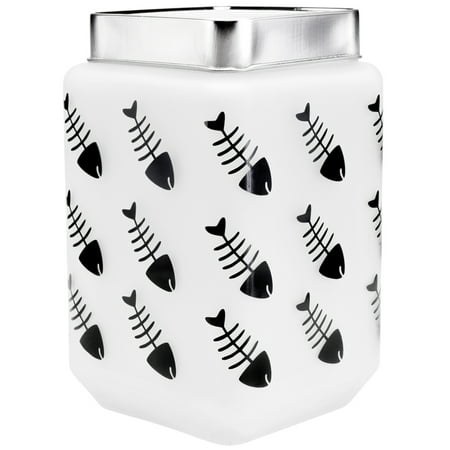 Cat Fish Bones All-Over Square Food Storage Can