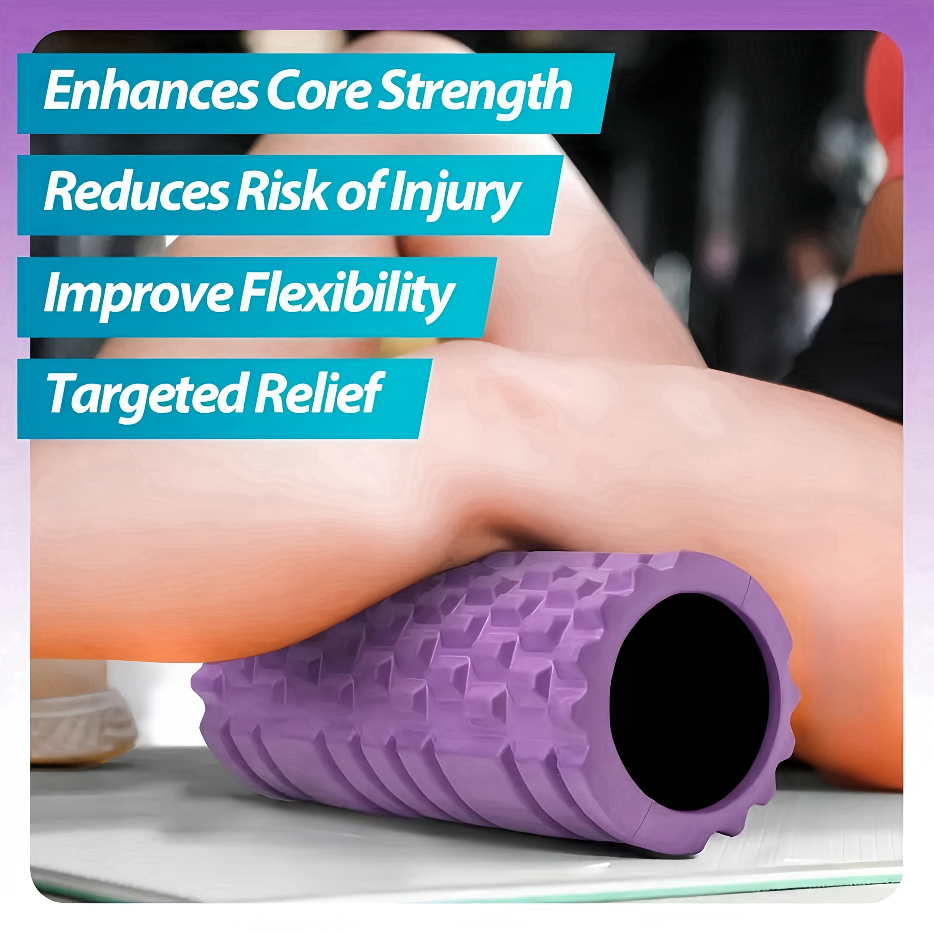 1 EVA Foam Roller Yoga Stick | Purple Deep Tissue Massage Roller for Back and Leg Muscle Exercise and Flexibility Improvement