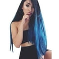 thumbnail image 2 of 〖DOPI〗Natural Synthetic Wig Straight Gradient Blue Long Hair Party Wigs For Women, 2 of 5