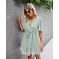 thumbnail image 4 of Jinsinto Femmes Robe à Volants V Cou Swing Été Manches Courtes Floral Sundress Casual Mini Robesxl, 4 of 4