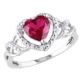 thumbnail image 1 of 1.70 Carat (ctw) Lab-Created Ruby Heart Ring with Diamonds in Sterling Silver, 1 of 4