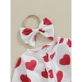 thumbnail image 5 of Jxzom Valentines Day Baby Girl Outfit Newborn 3 6 Months Heart Print Long Sleeve Zipped Footies Jumpsuit Headband, 5 of 8