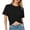 e-697Black3268, variant on Women Blouse Summer Fashion Casual Short Sleeve Round Neck Cropped Tops With For Daily Wear Holiday Female Solid Color Dailywear