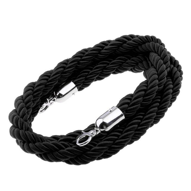 Barrier Rope Crowd Control Stanchion Queue Line Rope Line Rope Twisted Queue Barrier Rope Barrier Rope Rope with Hooks Black