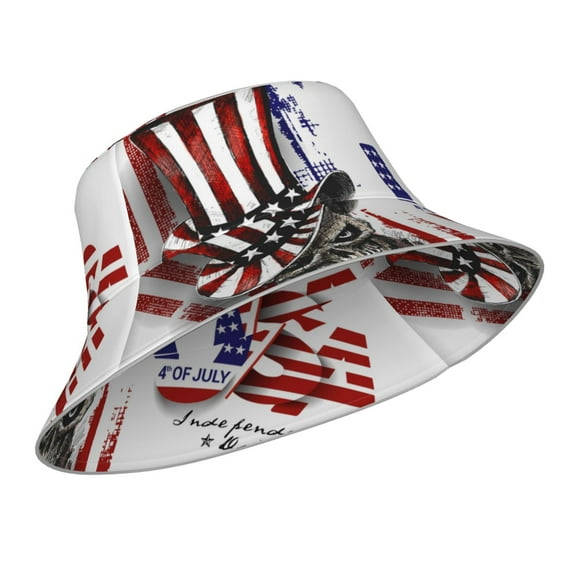 Kdxio Reflective Bucket Hat - Patriotic Skull Art Print Bucket Hat for Men,Women