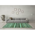 thumbnail image 3 of Ahgly Company Machine Washable Indoor Round Abstract Turquoise Blue Modern Area Rugs, 7' Round, 3 of 4