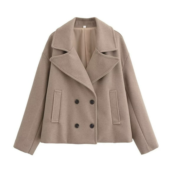 Women's Solid Color Jacket with Practical Pockets and Long Sleeves for Winter