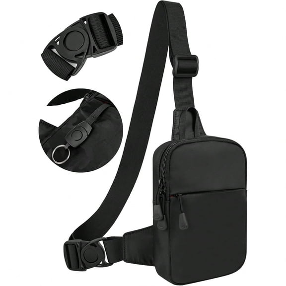 Mini Waterproof Sling Bag for Men, Lightweight Chest Crossbody Bag for Everyday Carry, Travel, Sport, School & Office (Black)