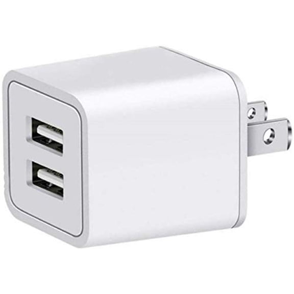 USB Plug in Wall Charger, Charging 2.4A Universal Dual Adapter 2-Port USB Portable Travel Adapter Power Charger for Nexus, Bluetooth Speaker Headset (2-Pack) (White)