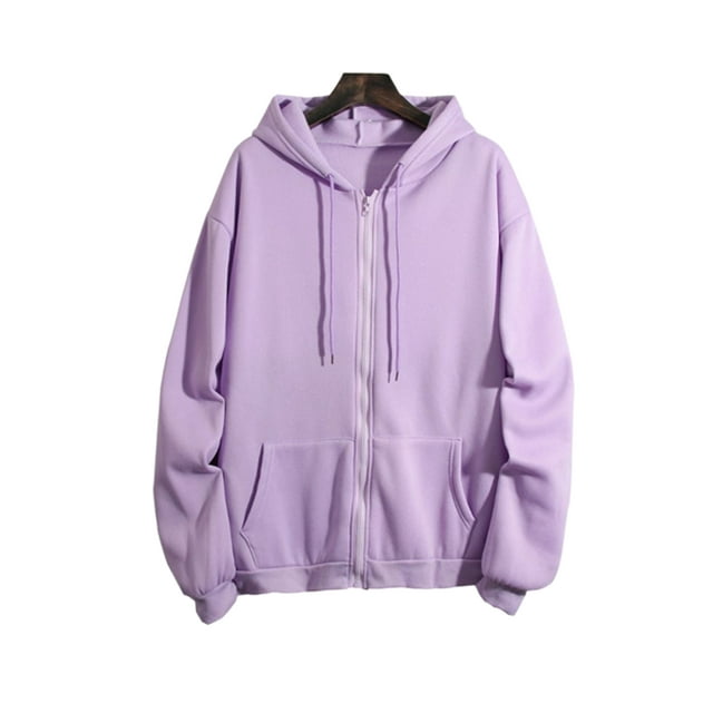 Innerwin Hoodies Drawstring Women Sweatshirt Fall Long Sleeve Loose Fit Hooded Tops Purple 2XL