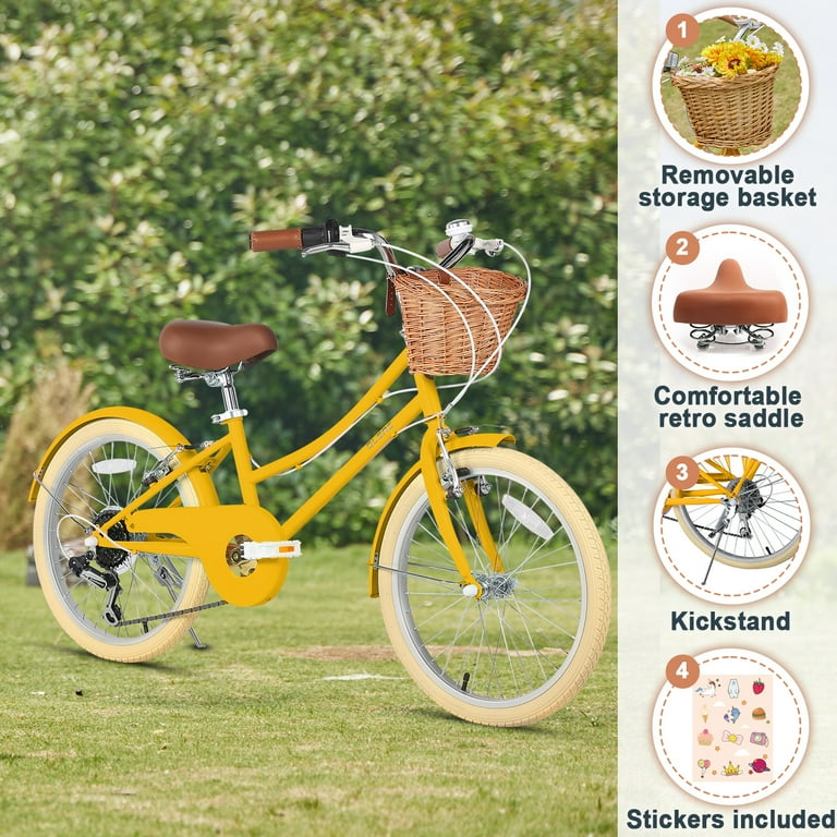 Glerc 20 Girls 6 Speed Hybrid Bike Missy Yellow