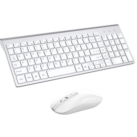 Wireless Keyboard Mouse Combo, Cimetech Compact Full Size Wireless Keyboard and Mouse Set 2.4G Ultra-Thin Sleek Design for Windows, Computer, Desktop, PC, Notebook, Laptop-Silver