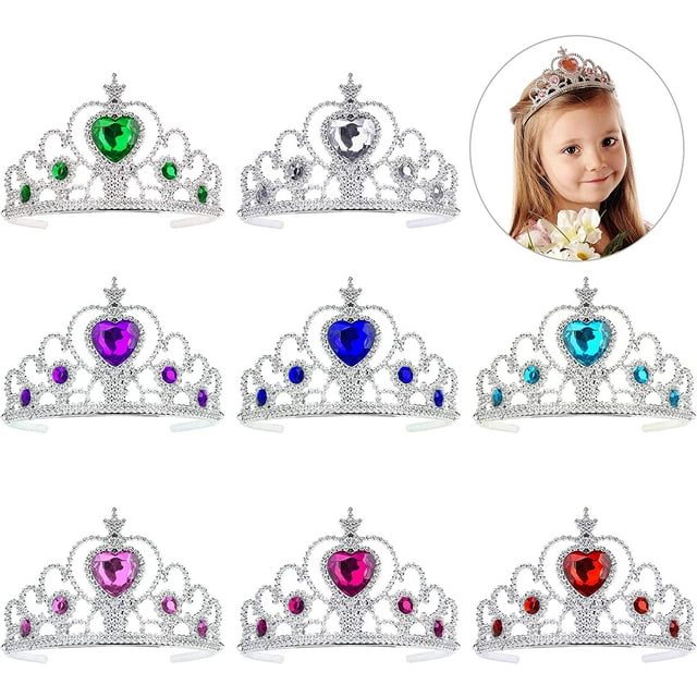 Princess Tiara Set 8 Pieces Children Princess Tiara Crown Set Girls Dress Up Party Accessories