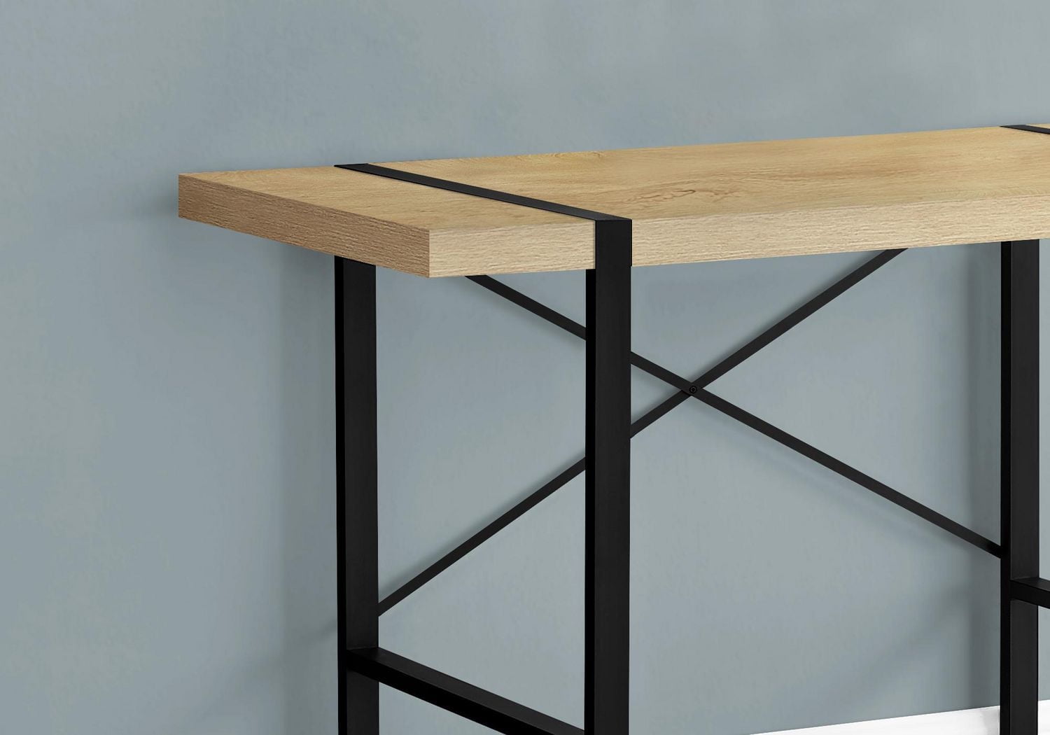 Monarch Specialties Bureau, Bureau À Domicile, Ordinateur Portable, 48"l, Travail, Métal, Stratifié, Naturel, Noir, Contemporain, Moderne