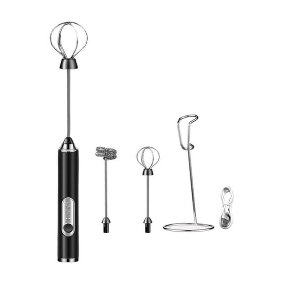 Handheld Milk Frother, Rechargeable Electric Milk Frother with 3 Speeds and 2 Whisks, Cordless Foam Maker with Stand for Coffee Latte Cappuccino Matcha and Egg Beating